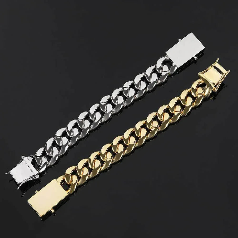 18mm Triple Row Iced-Out Cuban Link Bracelet with Full Zircon Stones - CaratixJewelry