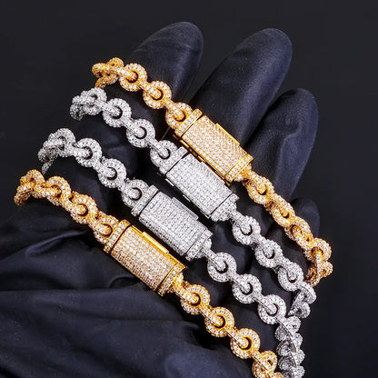 Custom 8mm Iced-out O-Link Necklace | Modern Rapper Iced Out Chain with Fold-over Clasp | Caratix - CaratixJewelry