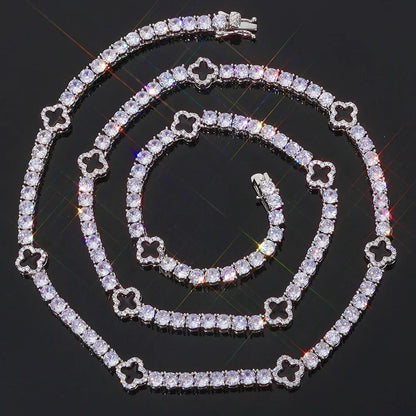 Iced Out Tennis Necklace Zircon Floral Charm Hip Hop Jewelry for Women | Caratix Jewelry - CaratixJewelry