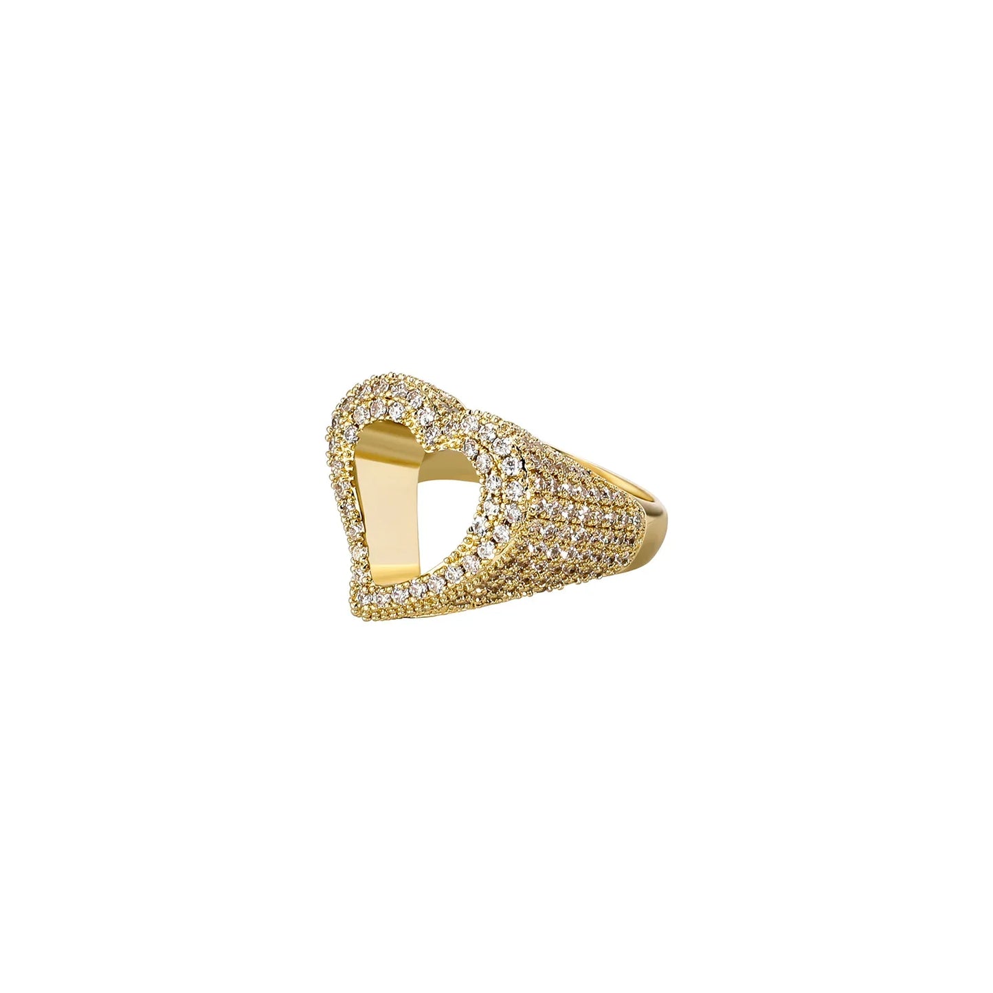 Men's Iced Out Broken Heart Ring | Baguette Cut Cuban Link Band | Caratix