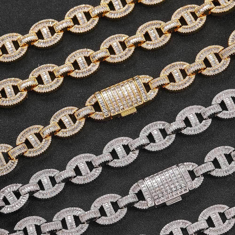 16mm T Cut Zircon Pig Nose Cuban Chain - CaratixJewelry