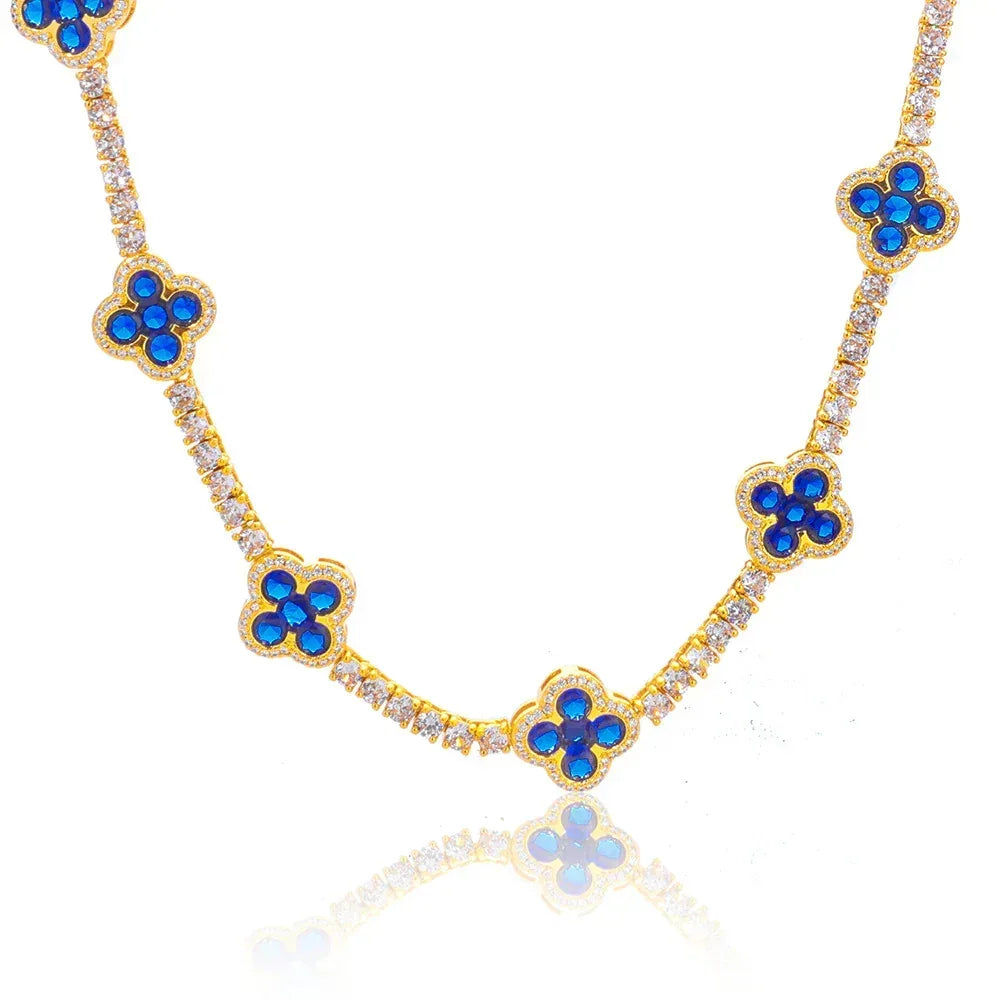 Spring Clasp Tennis Chain Necklace Colored Gemstones & Zircon Hip Hop Jewelry for Men | Caratix Jewelry - CaratixJewelry