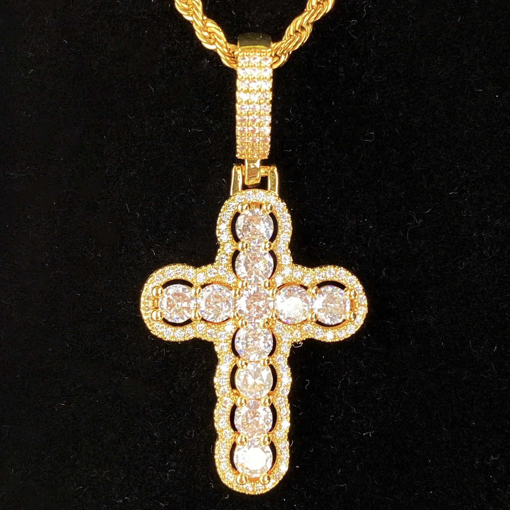 Iced Out Hollow Sphere Cross Pendant | Women's 3D Bubble Bead Necklace - CaratixJewelry