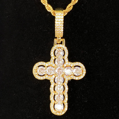 Iced Out Hollow Sphere Cross Pendant | Women's 3D Bubble Bead Necklace - CaratixJewelry