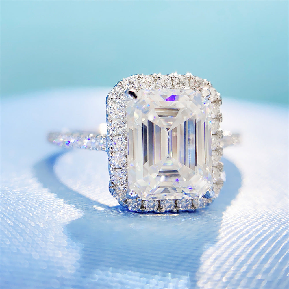 2026 Summer New S925 Silver 3ct Emerald Cut Moissanite Ring | D Color VVS1 | Caratix