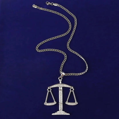 Men's Scales of Justice Necklace | Premium Copper CZ Libra Jewelry Caratix - CaratixJewelry