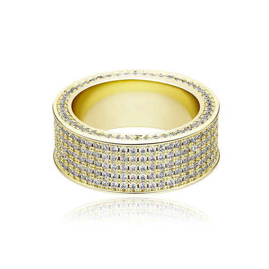 Five-Row Iced Out Band | Unisex Cold Aesthetic Micro-Pave Ring | Caratix