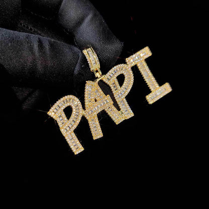 Custom Square Letter Pendant Necklace with Zircon Stones for Men | Caratix Jewelry - CaratixJewelry