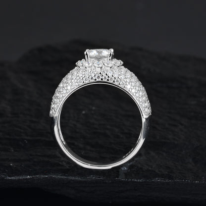 Moissanite Starburst Ring S925 Silver Hip Hop Band | Caratix