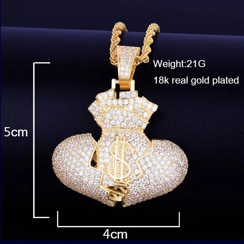 Men's Love Currency Necklace | Premium Copper CZ Dollar Sign Jewelry Caratix - CaratixJewelry