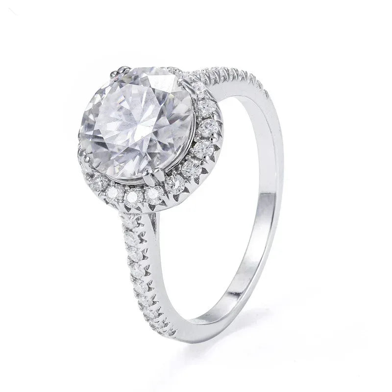 3ct Round Moissanite Engagement Ring | S925 Silver Luxury Women’s Bridal Jewelry - CaratixJewelry