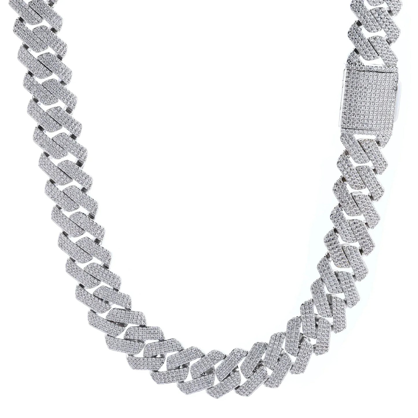 20mm -Cut Moissanite Cuban Link Chain – S925 Sterling Silver Iced-Out Hip Hop Men’s Bold Luxury Streetwear Necklace - CaratixJewelry