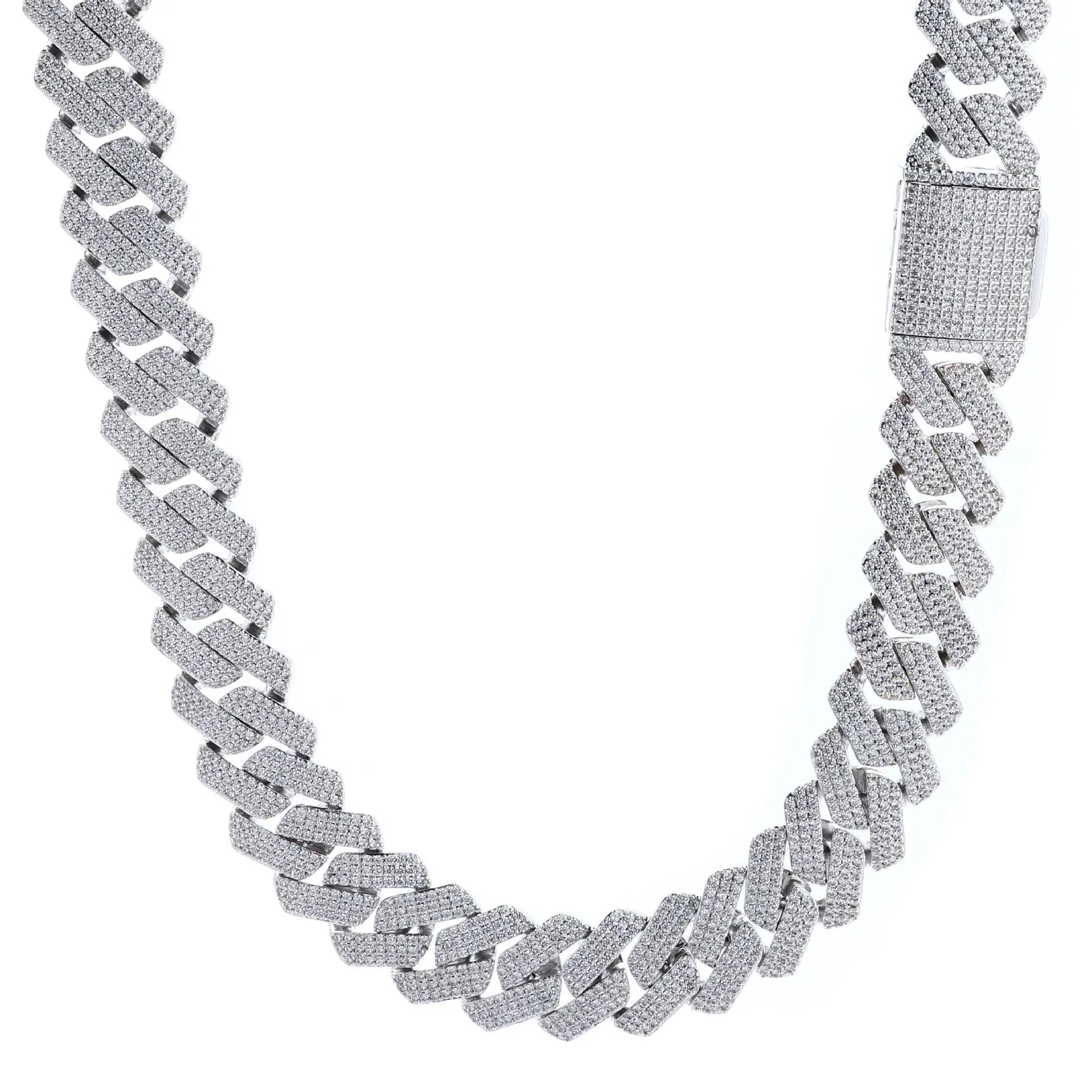 20mm -Cut Moissanite Cuban Link Chain – S925 Sterling Silver Iced-Out Hip Hop Men’s Bold Luxury Streetwear Necklace - CaratixJewelry