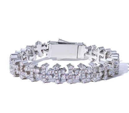 Iced Out Cross Zircon Bracelet Rapper Style Hip Hop Jewelry | Caratix Jewelry - CaratixJewelry
