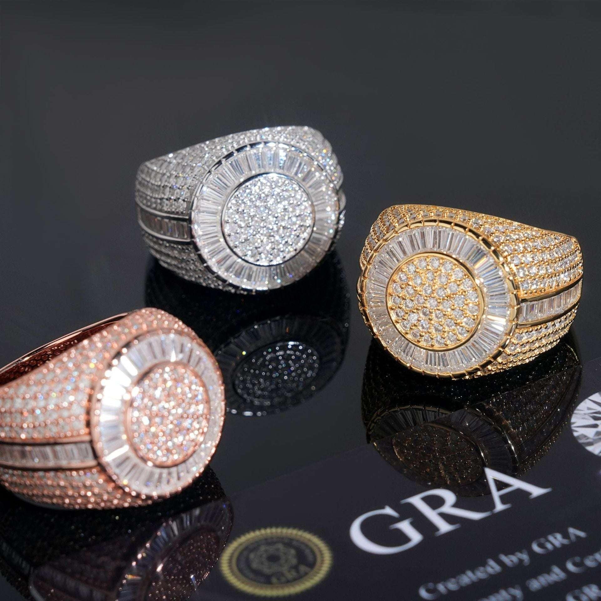 D-Color VVS Moissanite Hip Hop Ring | S925 Silver Unisex Iced Out Fashion Jewelry - CaratixJewelry