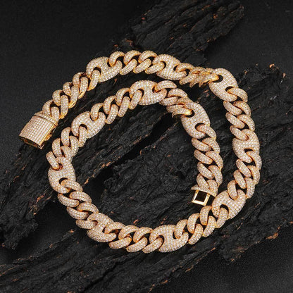 15mm 3:1 Pig Nose Bubble Cuban Chain Zircon Hip Hop Necklace for Men | Caratix Jewelry - CaratixJewelry