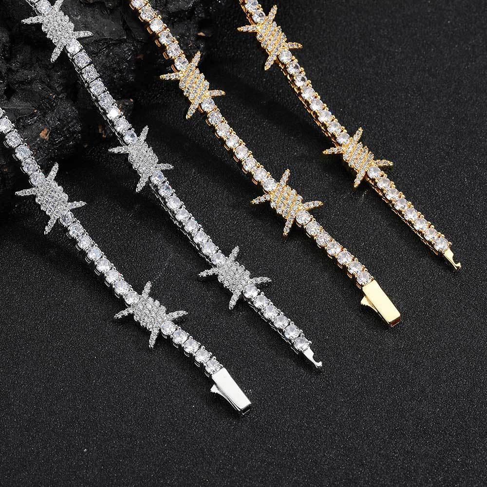 Zircon Tennis Bracelet with Thorn Design and Spring Clasp for Men & Women | Caratix Jewelry - CaratixJewelry