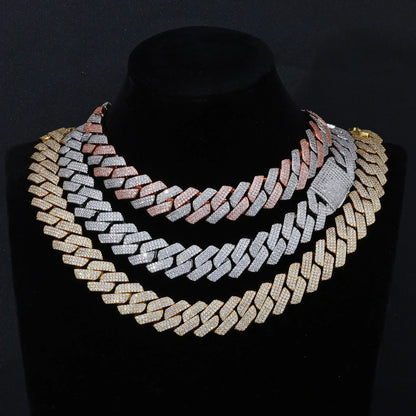 20mm -Cut Moissanite Cuban Link Chain – S925 Sterling Silver Iced-Out Hip Hop Men’s Bold Luxury Streetwear Necklace - CaratixJewelry