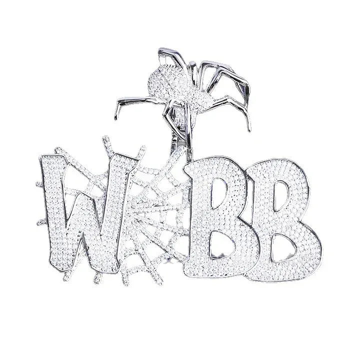 Creative Iced Out "Spider Bail" Initial Pendant | Men's A-Z Letter Necklace - CaratixJewelry