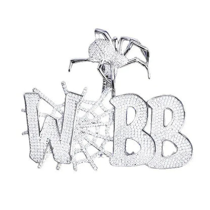Creative Iced Out "Spider Bail" Initial Pendant | Men's A-Z Letter Necklace - CaratixJewelry