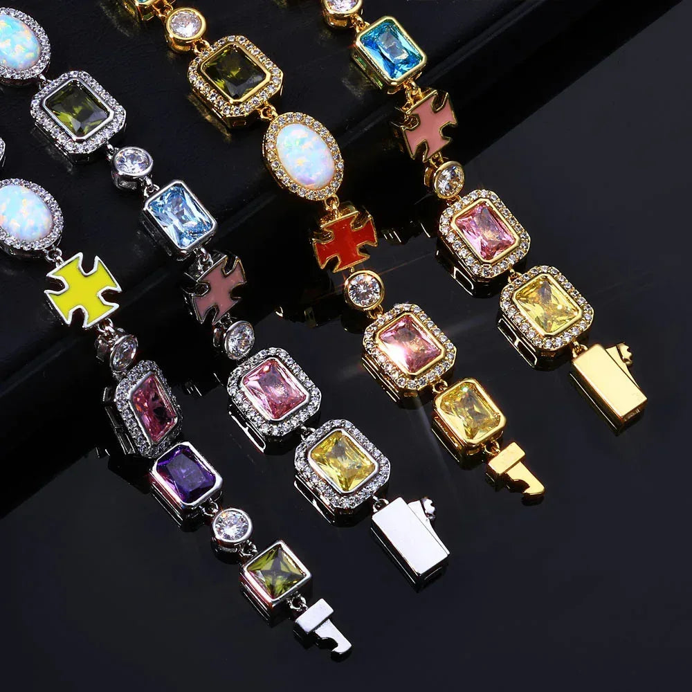 Custom New Opal & Zircon Fusion Necklace | Elite Rapper Iced Out Chain | Caratix - CaratixJewelry