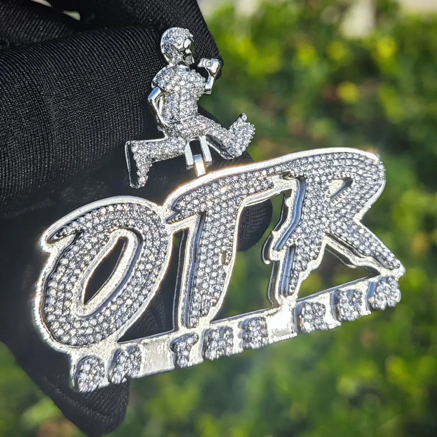 Iced Out OTR Letter Pendant Necklace – Hip Hop Street Dance CZ Jewelry for Men - CaratixJewelry