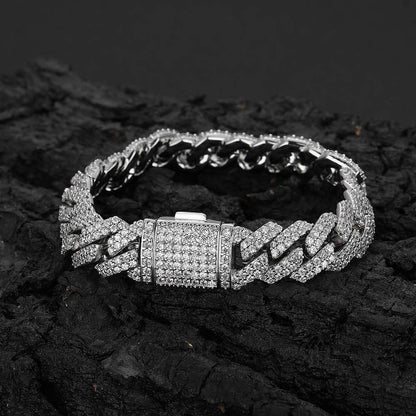 -Pattern Cuban Link Bracelet with Flip Clasp Zircon - CaratixJewelry