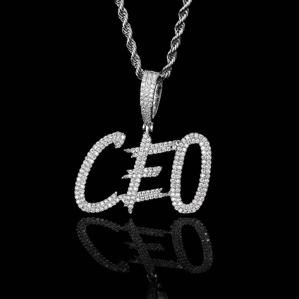 DIY Letter Pendant Necklace with Copper Frame and Full Zircon Stones for Men | Caratix Jewelry - CaratixJewelry