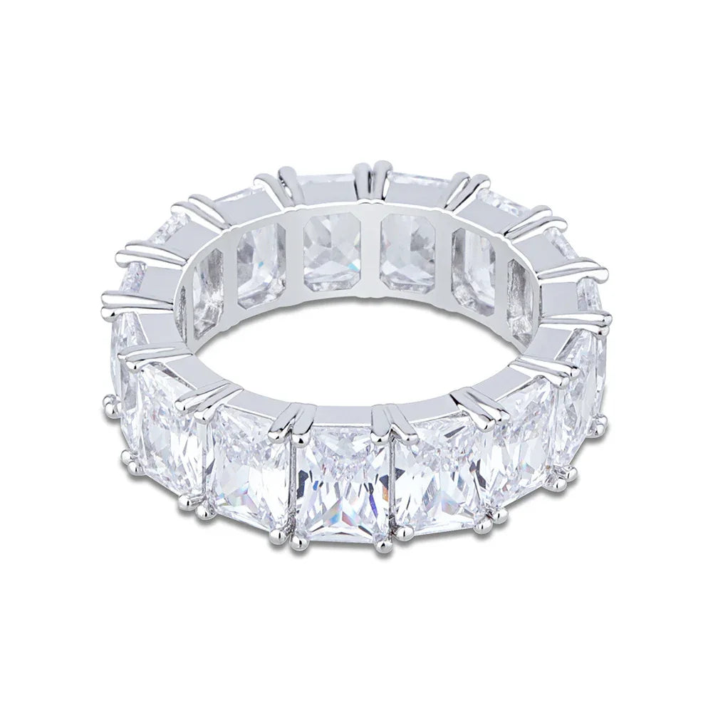 Rainbow Square Zirconia Hip Hop Ring | Multi-Color Iced Out Band | Caratix