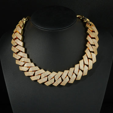 Iced Out Cuban Chain Necklace Six Row Cut Zircon - CaratixJewelry