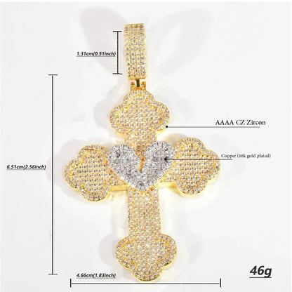 Broken Heart Cross Pendant Necklace – Hip Hop CZ Trendy - CaratixJewelry