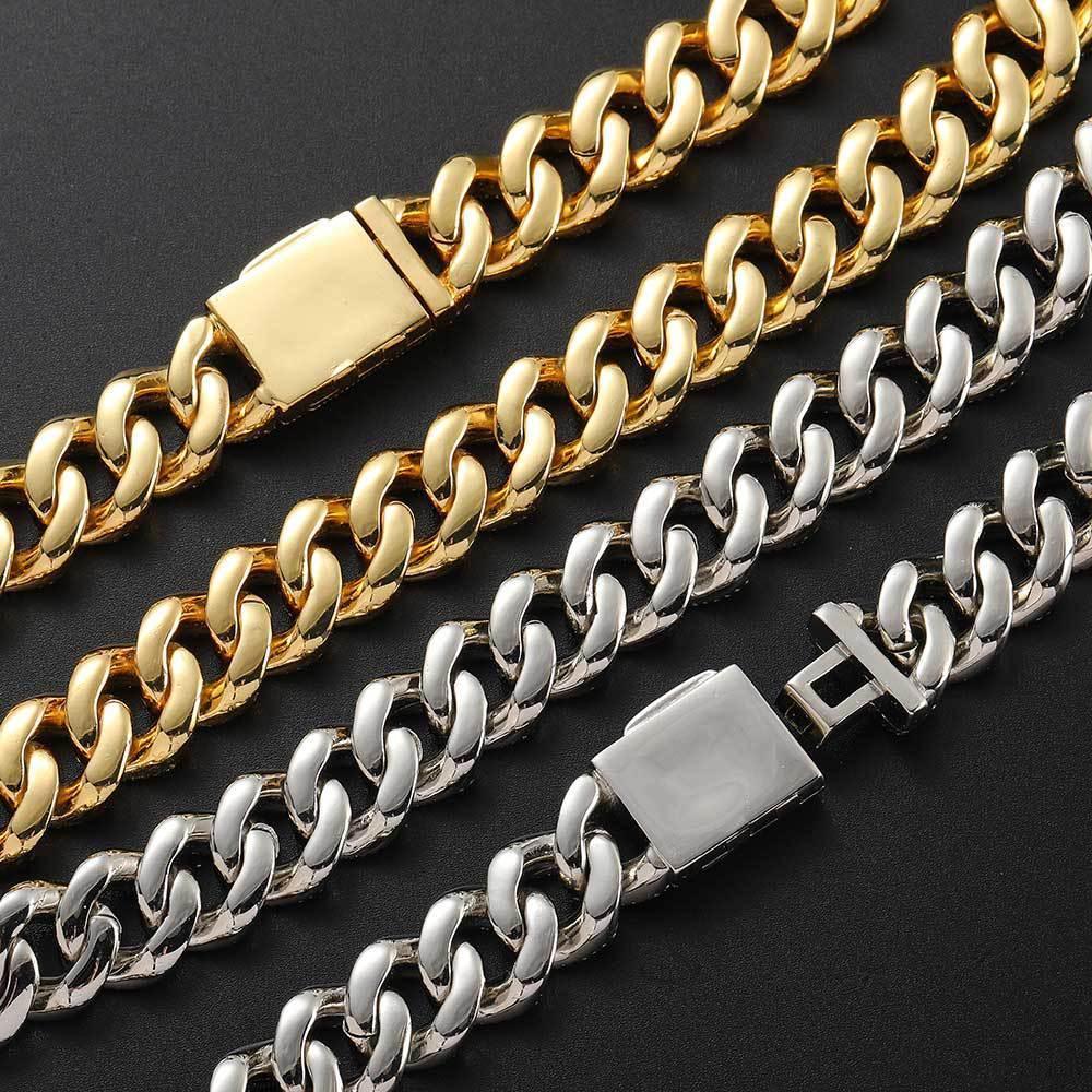 15mm Mixed Zircon Cuban Link Bracelet Luxury Hip Hop Jewelry - CaratixJewelry