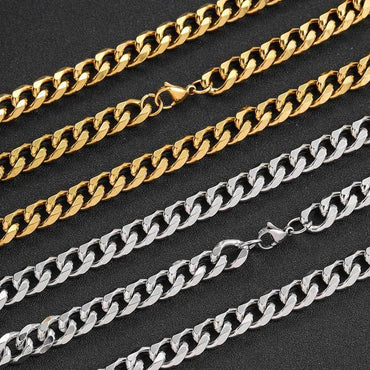 11mm Six-Sided Stainless Steel Cuban Chain Necklace for Men | Caratix Jewelry - CaratixJewelry