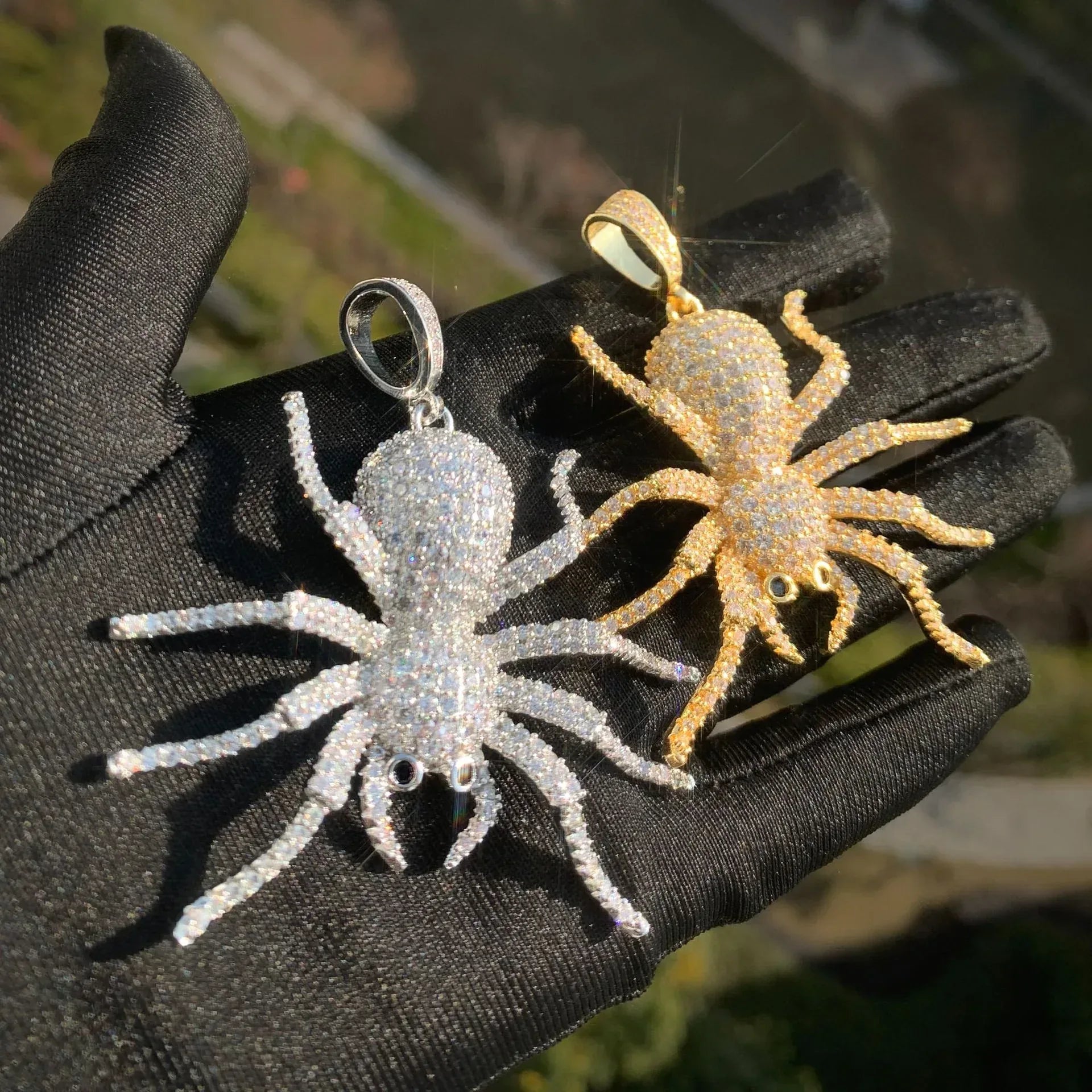 Iced Out Spider Pendant Necklace | CZ Hip Hop Unisex Streetwear Jewelry - CaratixJewelry