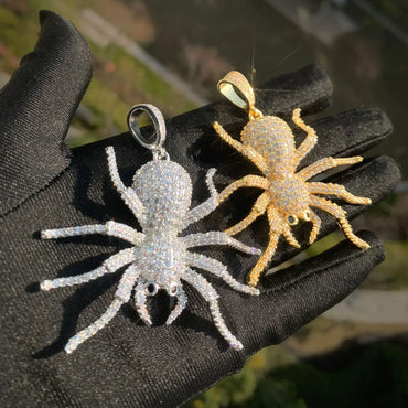 Iced Out Spider Pendant Necklace | CZ Hip Hop Unisex Streetwear Jewelry - CaratixJewelry