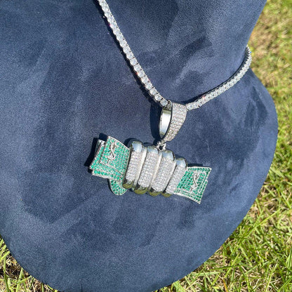 Men's "Secure the Bag" Necklace | Premium Copper CZ Money Grip Jewelry Caratix - CaratixJewelry