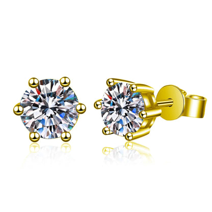 Classic 6-Prong Moissanite Magnetic Earrings - 925 Silver | Caratix