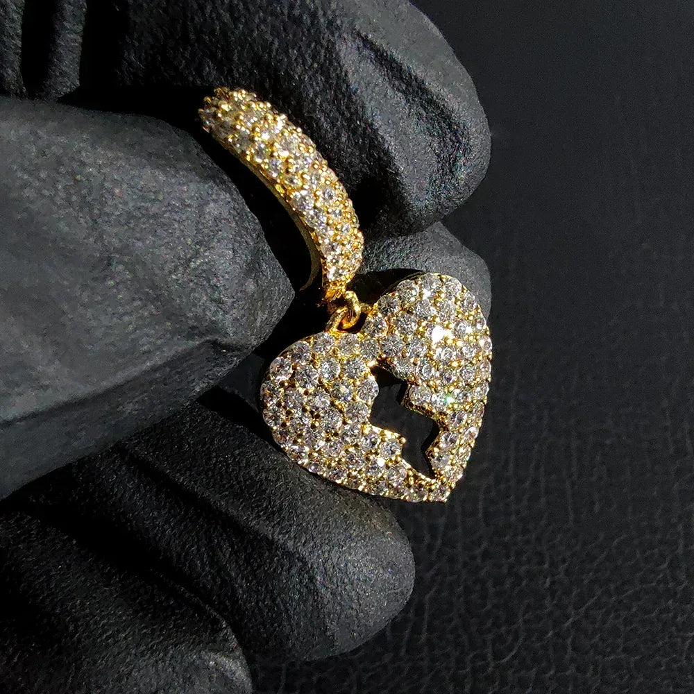 DIY Heartbreak Earrings with Micro-Pave Zircon Stones for Men | Trendy Hip Hop Jewelry | Caratix Jewelry - CaratixJewelry