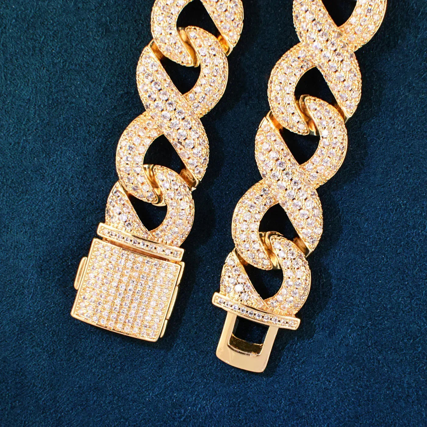 15mm Iced Out 8-Bit Cuban Chain Necklace with Full Zircon Stones - CaratixJewelry