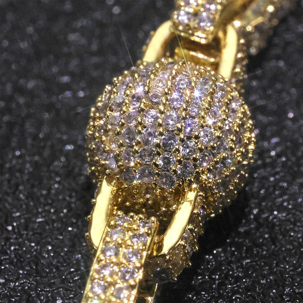 10mm Iced Out Bubble Bead Clover Necklace | Heavy 3D Ball Chain | Men's Premium Hip Hop Bling | Caratix - CaratixJewelry