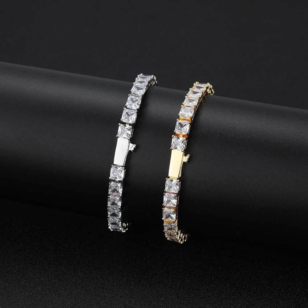 Custom 5.5mm Square Tennis Chain | High-End Hip Hop Bling Bracelet | Caratix - CaratixJewelry