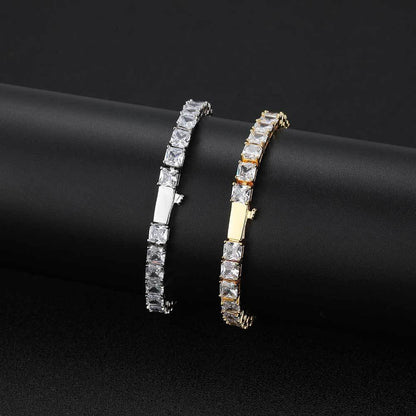 Custom 5.5mm Square Tennis Chain | High-End Hip Hop Bling Bracelet | Caratix - CaratixJewelry