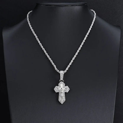 Custom Retro Cross Pendant S925 Silver Iced Out Chain for Rapper - CaratixJewelry