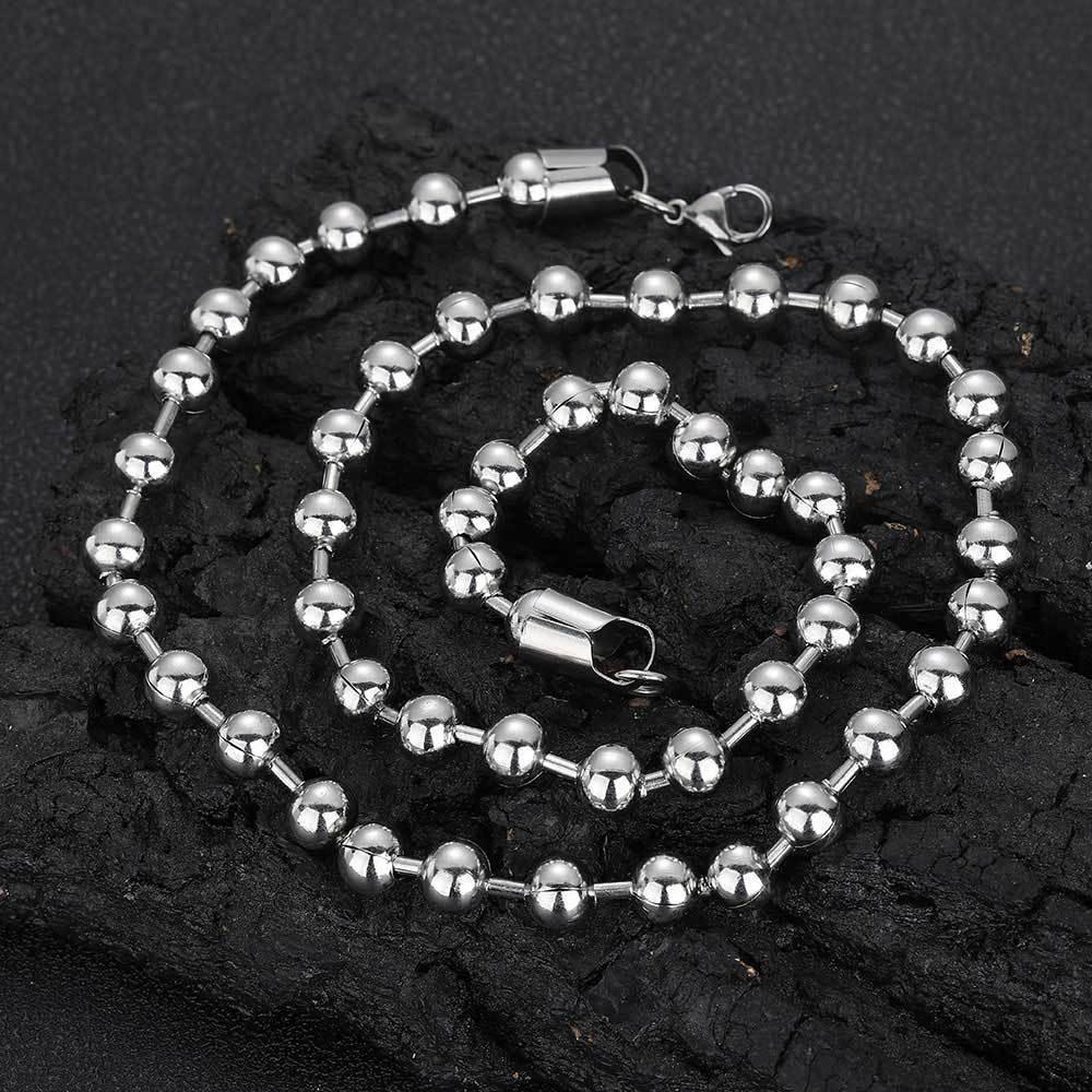 8mm Stainless Steel Ball Chain Necklace Hip Hop Style for Men | Caratix Jewelry - CaratixJewelry