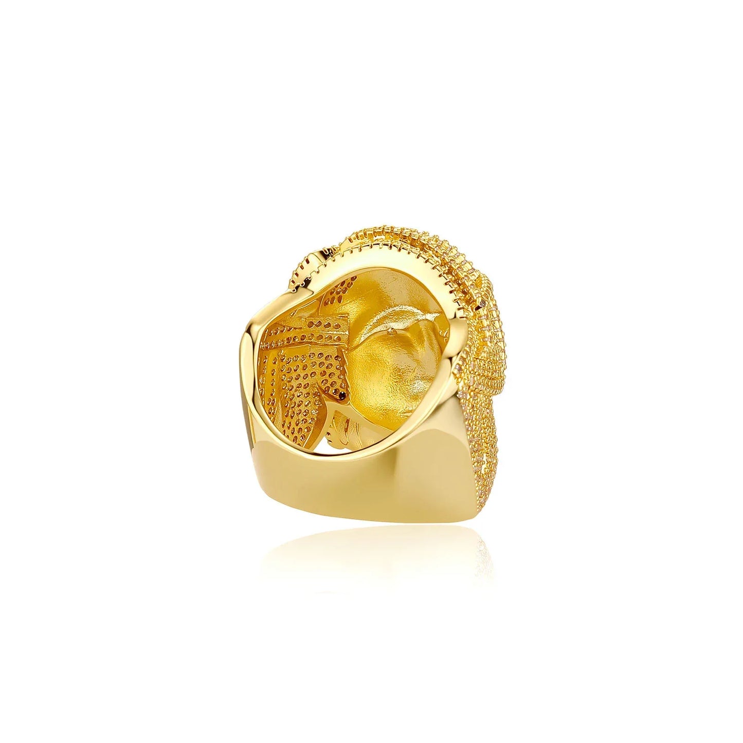 Relief Portrait Men's Ring | 5A Grade Zirconia Gold Band | Caratix