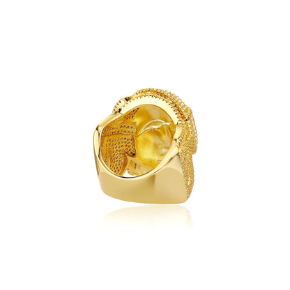 Relief Portrait Men's Ring | 5A Grade Zirconia Gold Band | Caratix