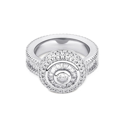 Multi-Cut Round & Baguette Hip Hop Ring | Iced Out Mosaic Band | Caratix