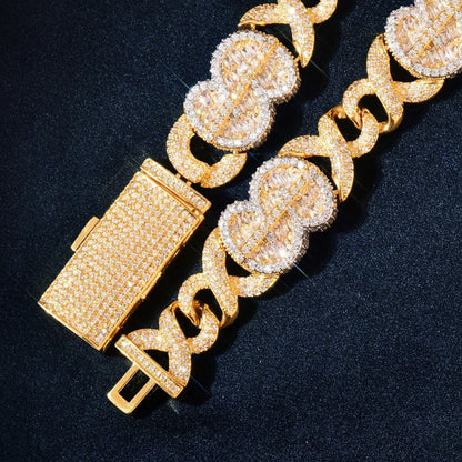 Infinity Dollar Chain Necklace with Copper & Zircon | Trendy Hip Hop Jewelry | Caratix Jewelry - CaratixJewelry