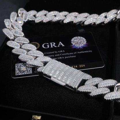 20mm D-Color Moissanite Oval Cuban Link | S925 Silver Men’s Iced Out Chain - CaratixJewelry