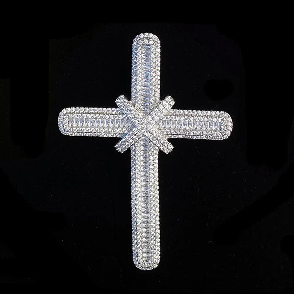 Iced Out Oversized "Grand Cross" Pendant | Men's Real Copper Big Cross Necklace - CaratixJewelry